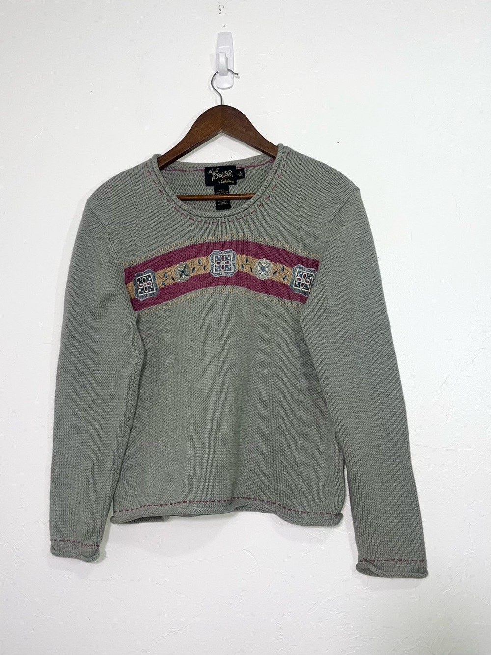 Canela Vintage Sage Green Rib Knit Sweater